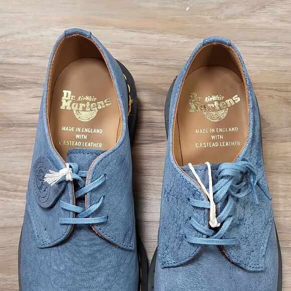 🩵NIB Dr. Martens Blue Made in England Savannah Nubuck Leather Oxfords Size 8 - Picture 9 of 16